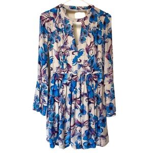Free People Cream Mini Dress with Blue & Purple Floral